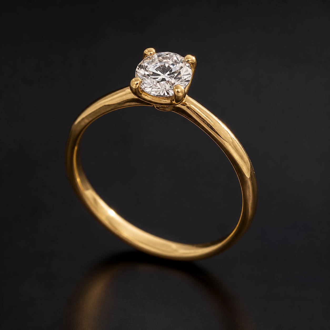 Photograph of a handmade gold solitaire diamond ring
